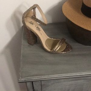 Gold glittery heels